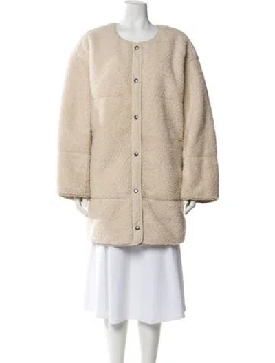 Pre-owned Ayr Faux Fur Coat In Neutral