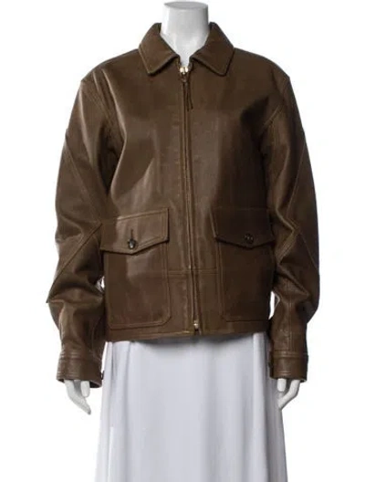 Pre-owned Ayr Leather Jacket In Brown