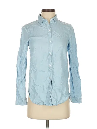 Pre-owned Ayr Long Sleeve Button Down Shirt In Blue