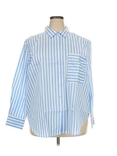Pre-owned Ayr Long Sleeve Button Down Shirt In Blue
