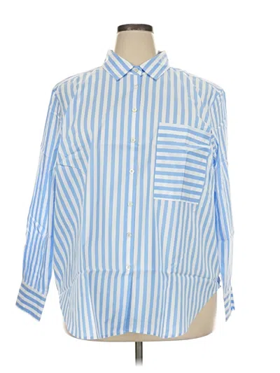 Pre-owned Ayr Long Sleeve Button Down Shirt In Blue