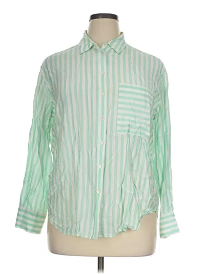Pre-owned Ayr Long Sleeve Button Down Shirt In Green
