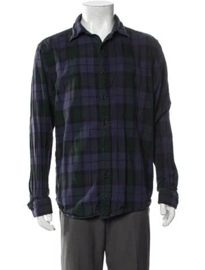 Pre-owned Ayr Plaid Print Long Sleeve Shirt In Blue