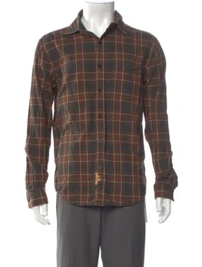Pre-owned Ayr Plaid Print Long Sleeve Shirt In Brown