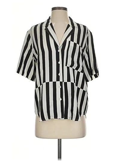 Pre-owned Ayr Short Sleeve Blouse In Black