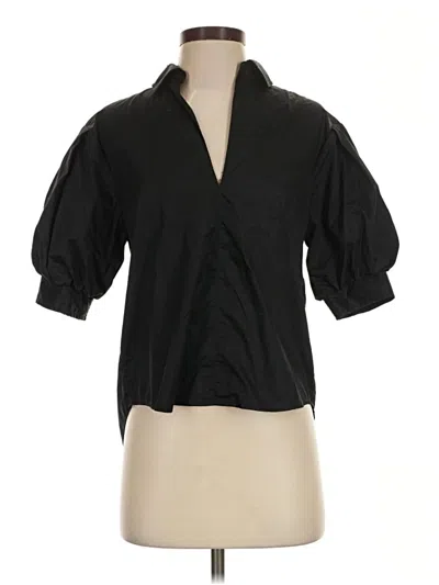 Pre-owned Ayr Short Sleeve Blouse In Black