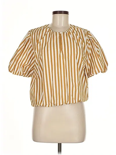 Pre-owned Ayr Short Sleeve Blouse In Gold