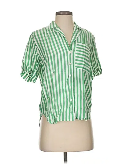 Pre-owned Ayr Short Sleeve Blouse In Green