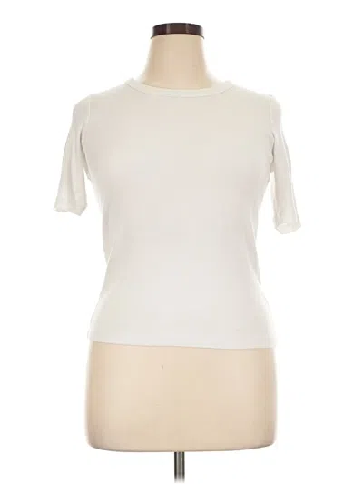 Pre-owned Ayr Short Sleeve Top Ivory Mock Neckline Tops