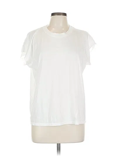 Pre-owned Ayr Short Sleeve Top White Ruffles Neckline Tops
