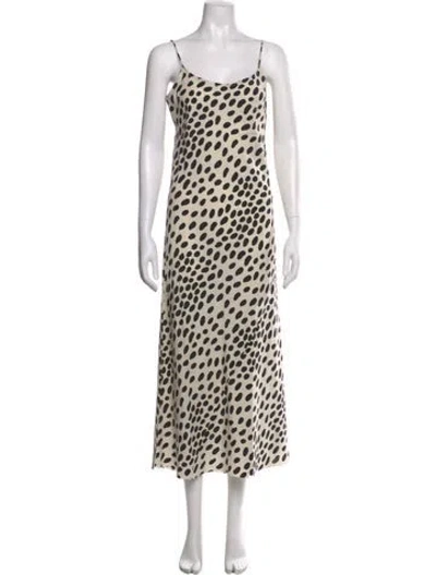 Pre-owned Ayr Silk Long Dress In Neutral
