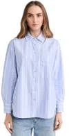 Ayr The Deep End Button Down Shirt Solo Trip Stripe In Solo Trip Stripe
