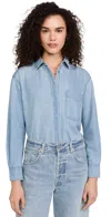 Ayr The Denim Deep End Button Down Shirt Air Kisses In Air Kisses