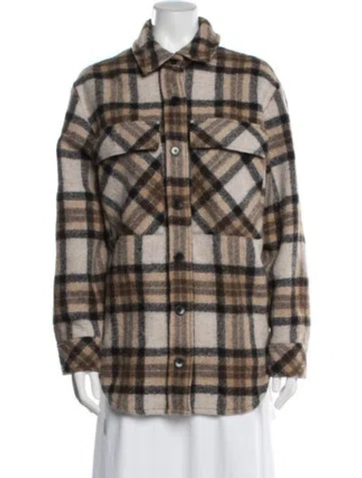 Pre-owned Ayr Virgin Wool Plaid Print Jacket In Neutral