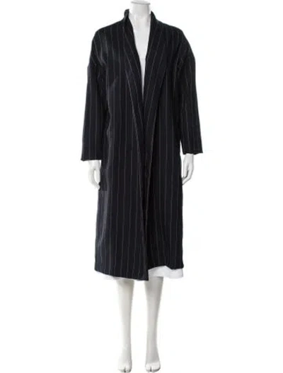 Pre-owned Ayr Wool Striped Coat In Blue
