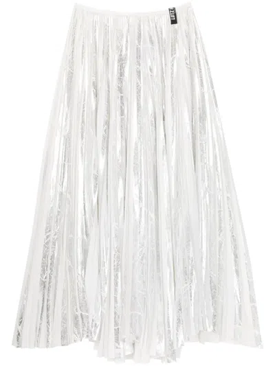 Az Factory 3d Metallic-sheen Pleated Skirt In White
