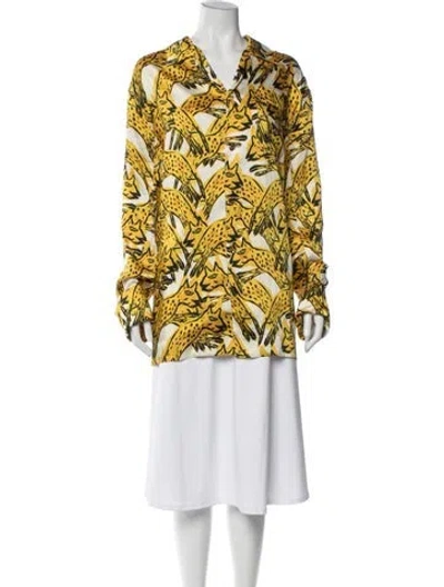 Pre-owned Az Factory Animal Print Crew Neck Top W/ Tags In Yellow
