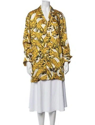 Pre-owned Az Factory Animal Print Long Sleeve Top W/ Tags In Yellow