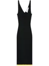 Az Factory X Ester Manas V-neck Ribbed Midi Dress In Black