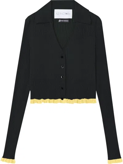 Az Factory Short Cardigan With V-neck And Long Sleeves In Black