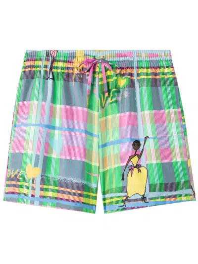 Az Factory Chromatic Love Print Shorts In Green