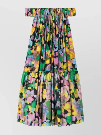 Az Factory Floral Print Off Shoulder Midi Dress