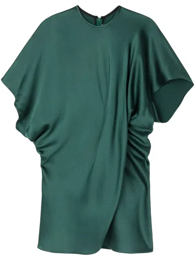 Az Factory Gathered Crepe Blouse In Green