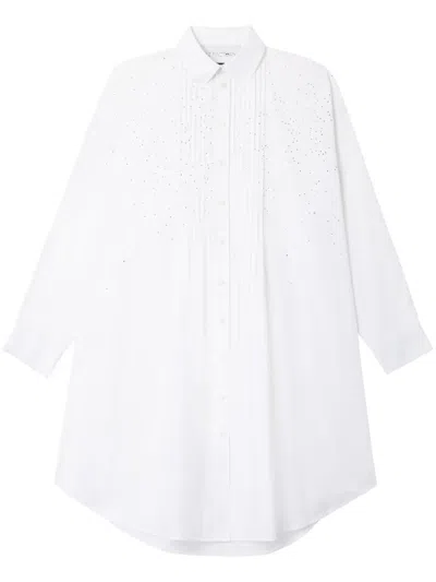 Az Factory Greta Rhinestoned Cotton Shirtdress In White