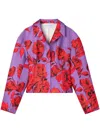 Az Factory Hibiscus-print Cropped Jacket In Purple