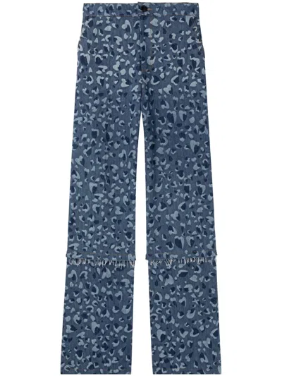 Az Factory Linda Leopard-print Wide-leg Trousers In Blue