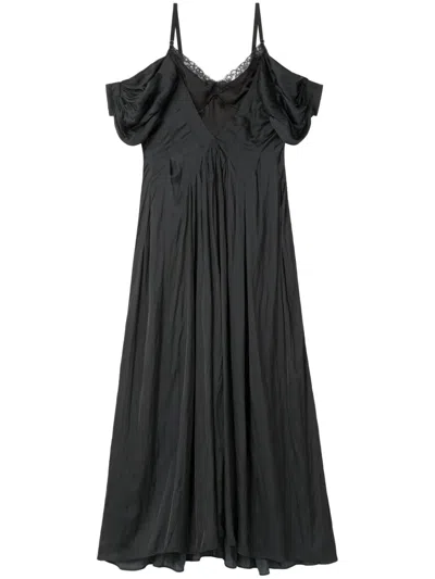 Az Factory Off-shoulder Lace-panel Dress In Black