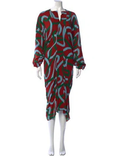 Pre-owned Az Factory Printed Long Dress W/ Tags In Red