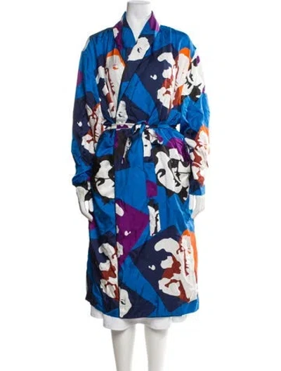 Pre-owned Az Factory Silk Printed Robe In Blue