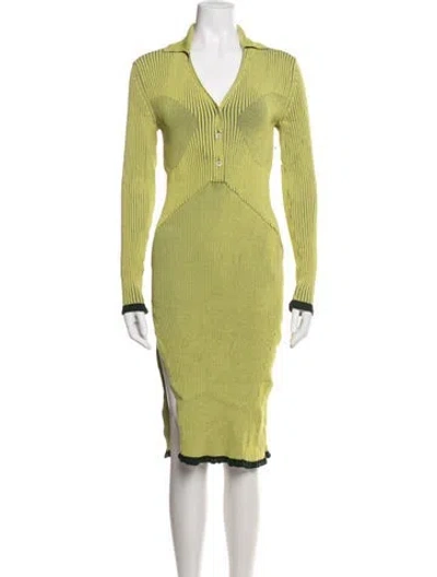 Pre-owned Az Factory Striped Midi Length Dress W/ Tags In Green