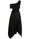 Az Factory + Thebe Magugu Amigos Asymmetric Pleated Tech-jersey And Stretch-knit Maxi Dress In Schwarz
