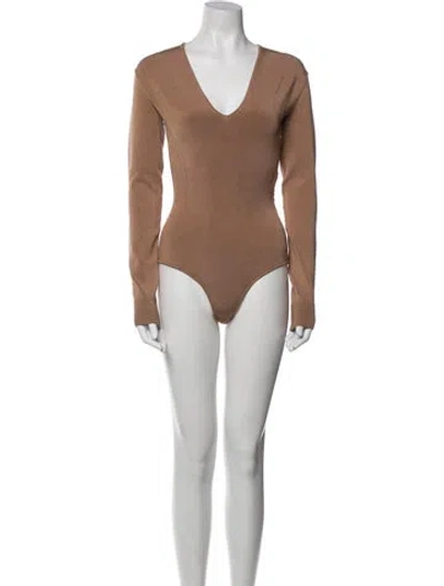 Pre-owned Az Factory V-neck Long Sleeve Bodysuit In Neutral
