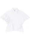 Az Factory With Lutz Huelle Ruffled Sleeves Cotton Shirt In White