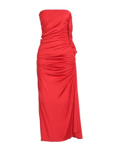 Az Factory Woman Midi Dress Red Size 8 Viscose In White