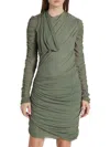 Az Factory Ester Manas Draped Stretch-tulle Mini Dress In Khaki Green