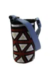 Az Factory Womens Single Strap Woven Cotton Printed Bucket Handbag Black Blue In Black