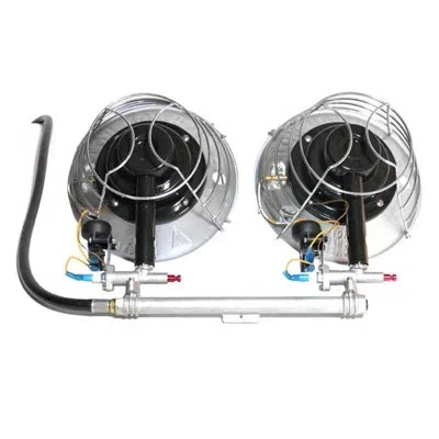 Az Patio Heaters 30k Btu Dual Head Tank Top Heater In Silver