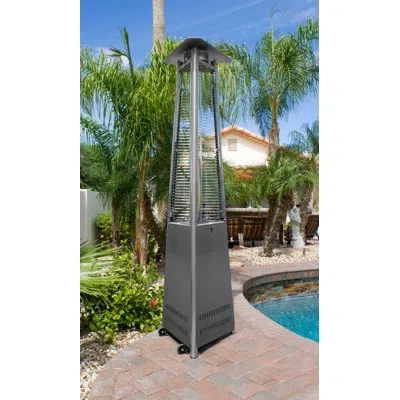 Az Patio Heaters Commercial Glass Tube 41,000 Btu Propane Standing Patio Heater In Stainless Steel