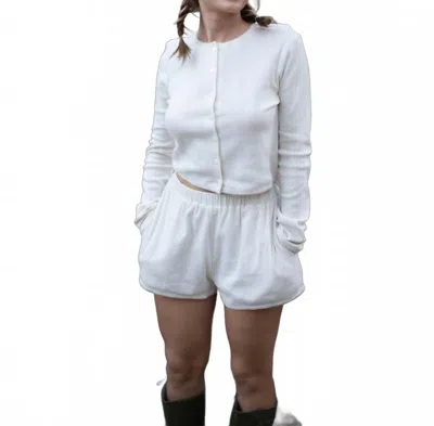 Azalea Anna Pointelle Cardigan In Cream In White