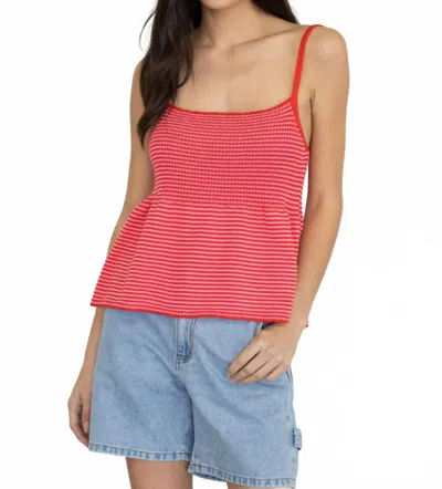 Azalea Ashlee Knit Stripe Tank Top In Red/white In Pink