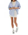 Azalea Edie Buttondown Shirt In Slate Blue In Blue