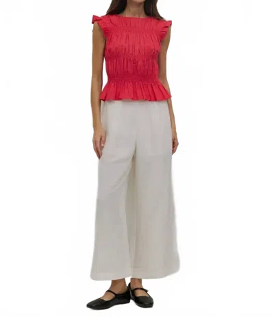 Azalea Jane Smocked Ruffle Top In Red