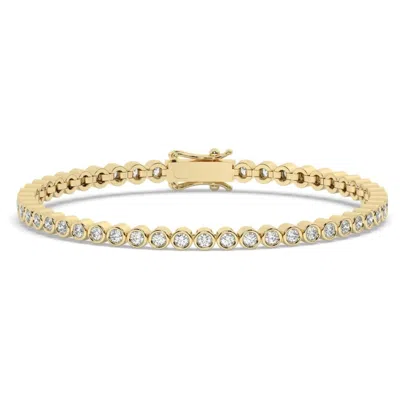 Azalea Jewelry Women's Gold Bezel Set Lab Diamond Tennis Bracelet/ Medium Size