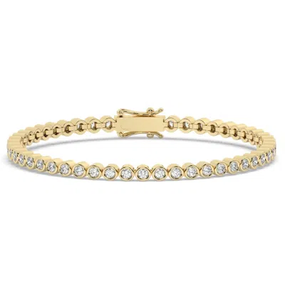 Azalea Jewelry Women's Gold Bezel Set Lab Diamond Tennis Bracelet/ Small Size