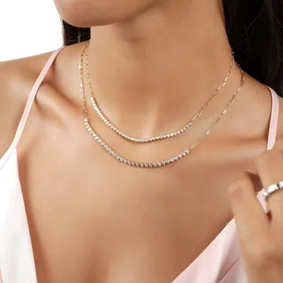 Azalea Jewelry Women's Gold Lab Diamond Segment Tennis Necklace, Large In Metallic