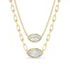 Azalea Jewelry Women's Gold Marquise Cut Bezel Set Diamond Solitaire Necklace Link Chain In Gold